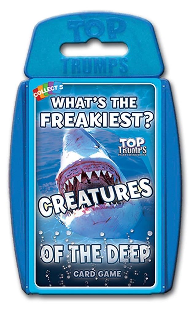 Top Trumps Creatures of the Deep Classic Card Game, learn facts about the blue blubber jellyfish, octopus and penguins in this educational packed game, gift and toy for boys and girls aged 6 plus