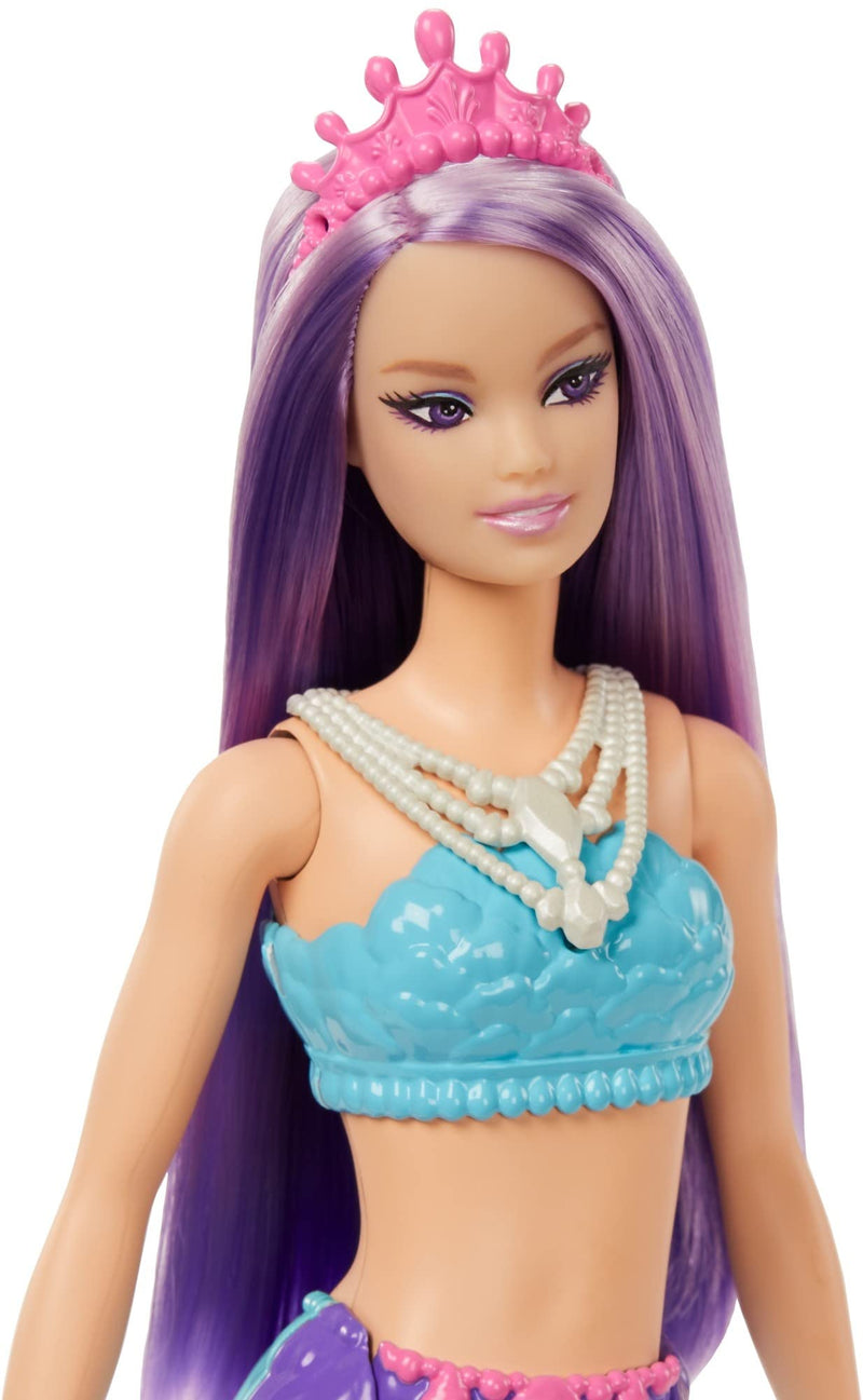 Barbie Dreamtopia Mermaid Doll (Purple Hair) With Blue & Purple Ombre Mermaid Tail and Tiara, Toy for Kids Ages 3 Years Old and Up, HGR10