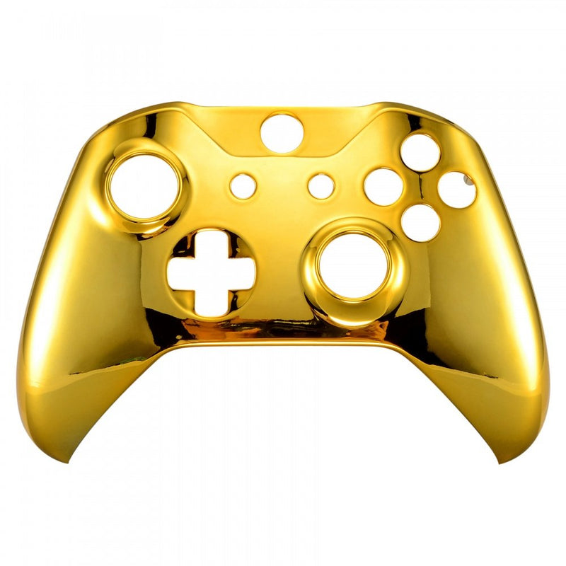 eXtremeRate Chrome Gold Front Housing Shell Faceplate for Xbox One S & Xbox One X Controller(Model 1708)