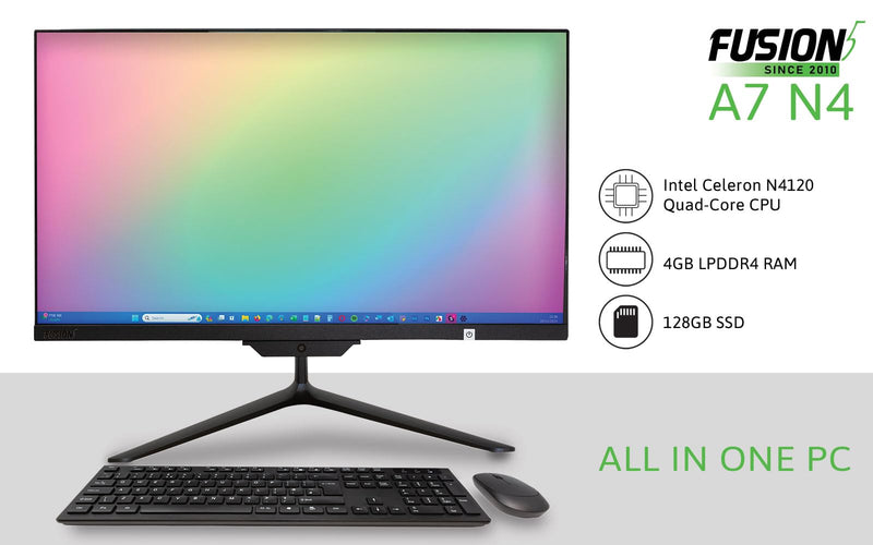 21.5" Full HD All in One PC Desktop Computer - Windows 11 Home - Intel Quad-Core, Dual-Band Wi-Fi, Bluetooth, Expandable HDD - AIO PC with Webcam