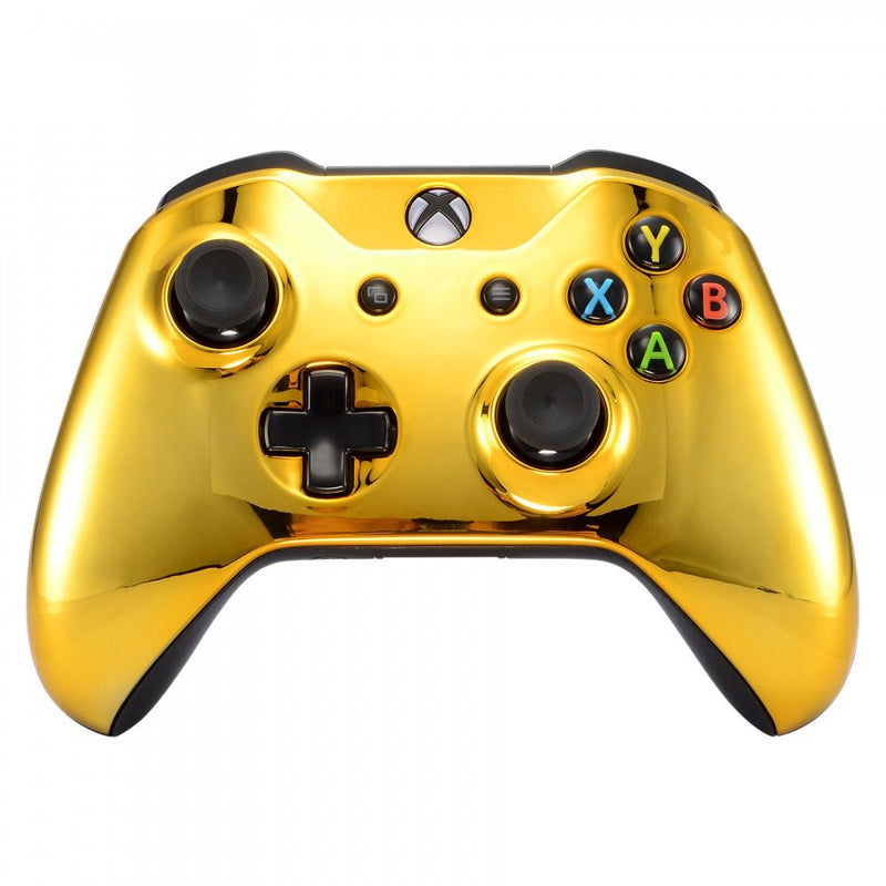 eXtremeRate Chrome Gold Front Housing Shell Faceplate for Xbox One S & Xbox One X Controller(Model 1708)