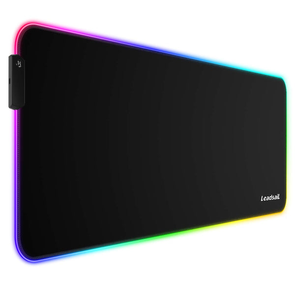 LeadsaiL Large RGB Gaming Mouse Mat, 800 * 300 * 4mm, 12 Light Modes, Non-slip, Spill-Resistant and Luminous Keyboard Mouse Mousepad, for Laser/Optical Mice