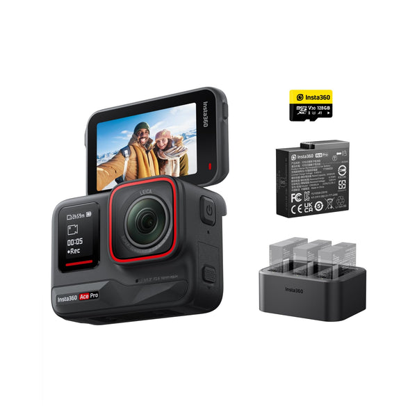 Insta360 Ace Pro Endurance Kit - Waterproof Action Camera Co-engineered with Leica, Flagship 1/1.3" Sensor and AI Noise Reduction for Unbeatable Image Quality, 4K120fps, 2.4" Flip Screen & AI Features