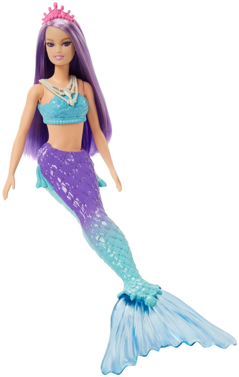 Barbie Dreamtopia Mermaid Doll (Purple Hair) With Blue & Purple Ombre Mermaid Tail and Tiara, Toy for Kids Ages 3 Years Old and Up, HGR10