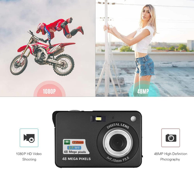 Andoer Digital Camera with 1pcs Rechargeable Batteries 1080P 48M HD 8X Digital Zoom Anti-shake 2.7inch LCD Screen for Kids Children Holiday