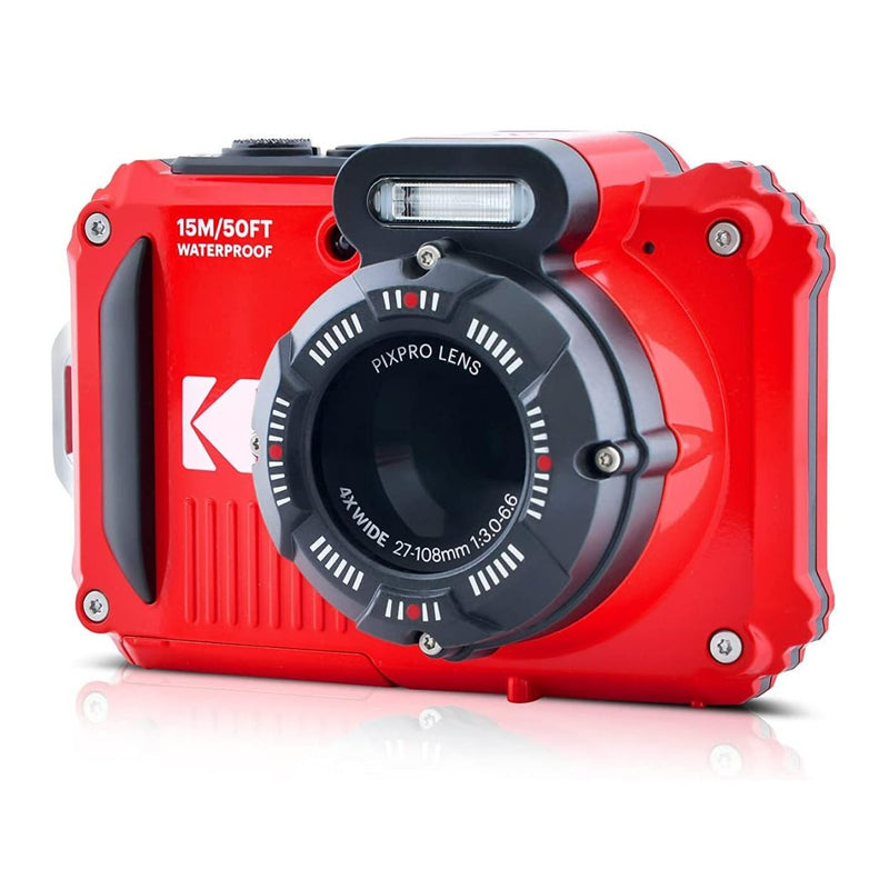 Kodak PIXPRO WPZ2 Rugged Waterproof 16MP Digital Camera with 4X Optical Zoom (Red) and 32GB microSDHC Card with Adapter Bundle (2 Items)