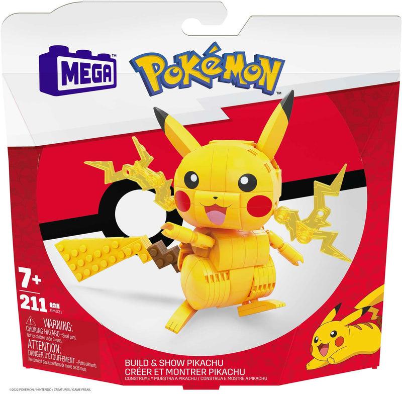 MEGA Pokémon Action Figure Building Toys, Pikachu with 205 Pieces, 4 Inches Tall, Poseable Character, Gift Ideas for Kids, GMD31