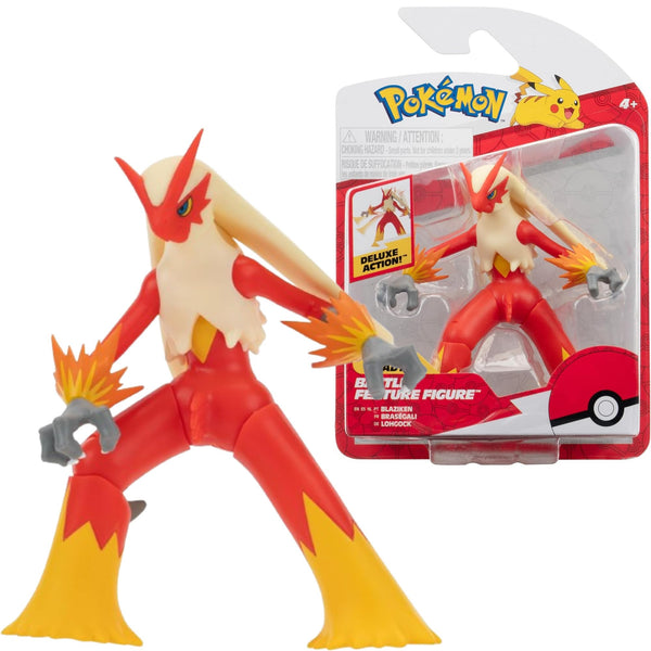 Pokémon Blaziken Battle Feature Figure - 4.5-Inch Blaziken Battle Ready Figure with Leg Kick Attack