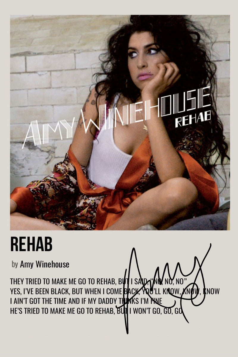 Amy Winehouse Rehab Album Cover Signed Poster - Autographed Print Display, Fan Merchandise Gift (Unframed, A3)