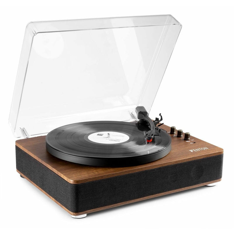 Fenton Vinyl Record Player with Bluetooth Speakers, Receiver and Transmitter, USB MP3 Converter, 3-Speed LP Turntable, Retro Wood RP162