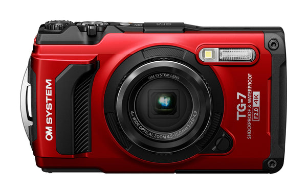 OM SYSTEM Tough TG-7 Red Digital Camera, 12MP, Waterproof, Shockproof, Underwater and Macro Shooting Modes, high speed image sensor, 4K Video, 4x-wide-angle zoom (successor Olympus TG-6)