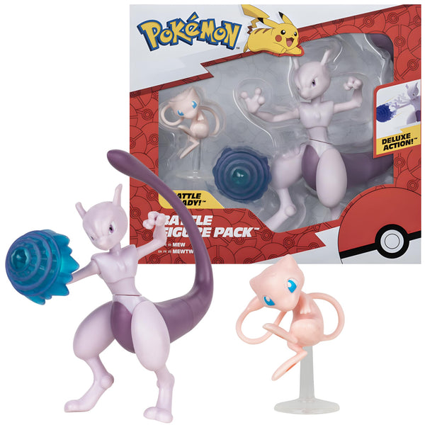 Pokemon Figure Set Mew & Mewtwo – 5 & 10 cm - New official Pokemon toy