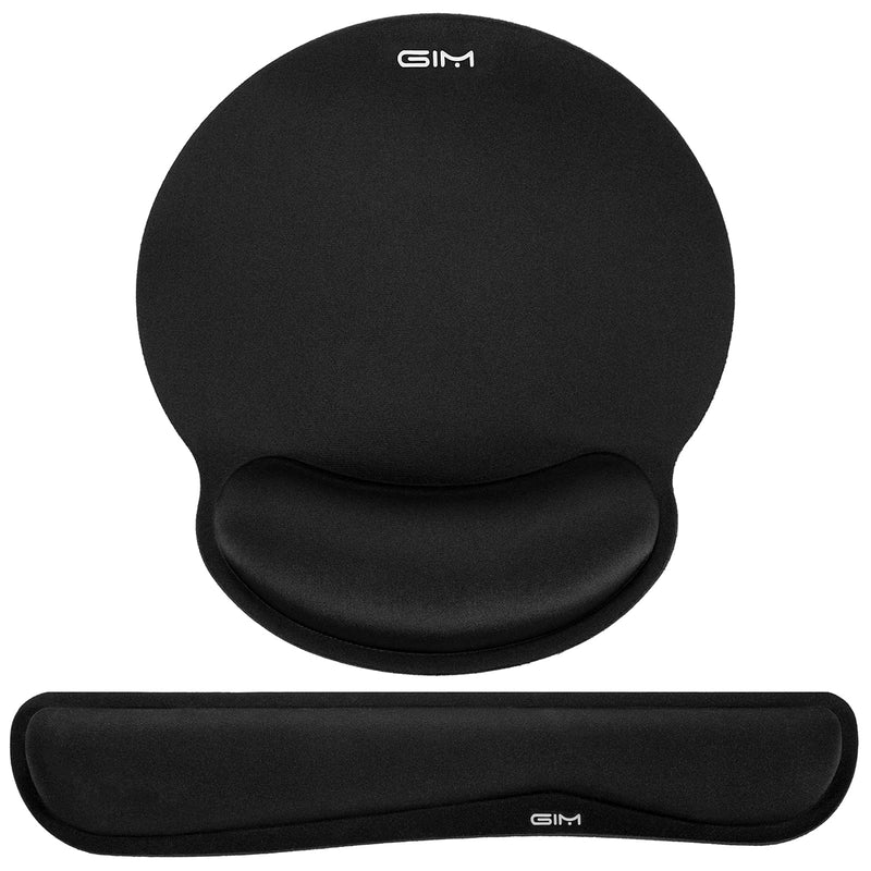 GIM Keyboard Wrist Rest Mouse Mat Set, Ergonomic Keyboard Wrist Support Memory Foam Mouse Mat with Wrist Cushion Support for Computer and Laptop Home Office Gaming (Black)