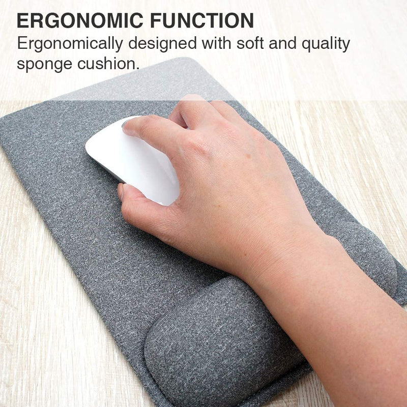 SenseAGE Mouse Mat with Wrist Support, Enlarge Mouse Pad with Wrist Rest, Non-Slip Rubber Base, Smooth Surface, Precise Sliding and Pain Relief, Compatible with Laser and Optical Mice, Gray