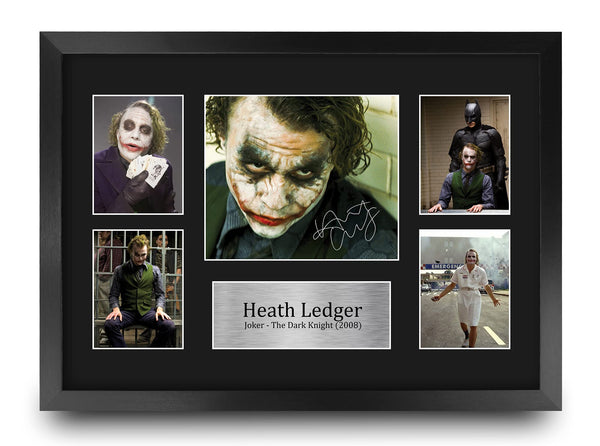 HWC Trading FR A3 Heath Ledger Joker Presents Printed Signed Autograph Picture for Movie Memorabilia Fans - A3 Framed