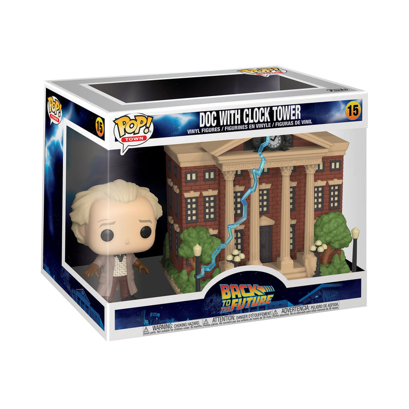 Funko POP! Town: BTTF - Dr. Emmett Brown - Doc With Clock Tower - Back to the Future - Collectable Vinyl Figure - Gift Idea - Official Merchandise - Toys for Kids & Adults - Movies Fans