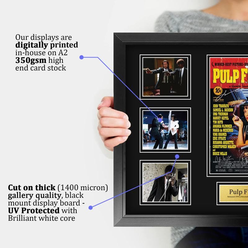 HWC Trading FR A2 Pulp Fiction Gifts Printed Signed Autograph Presentation Display Montage for Movie Memorabilia Fans - A2 Framed