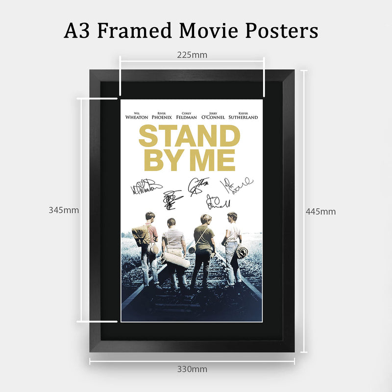 HWC Trading FR A3 Stand By Me Movie Poster River Phoenix, Kiefer Sutherland, Corey Feldman Gifts Printed Poster Signed Autograph Picture for Movie Memorabilia Fans - A3 Framed