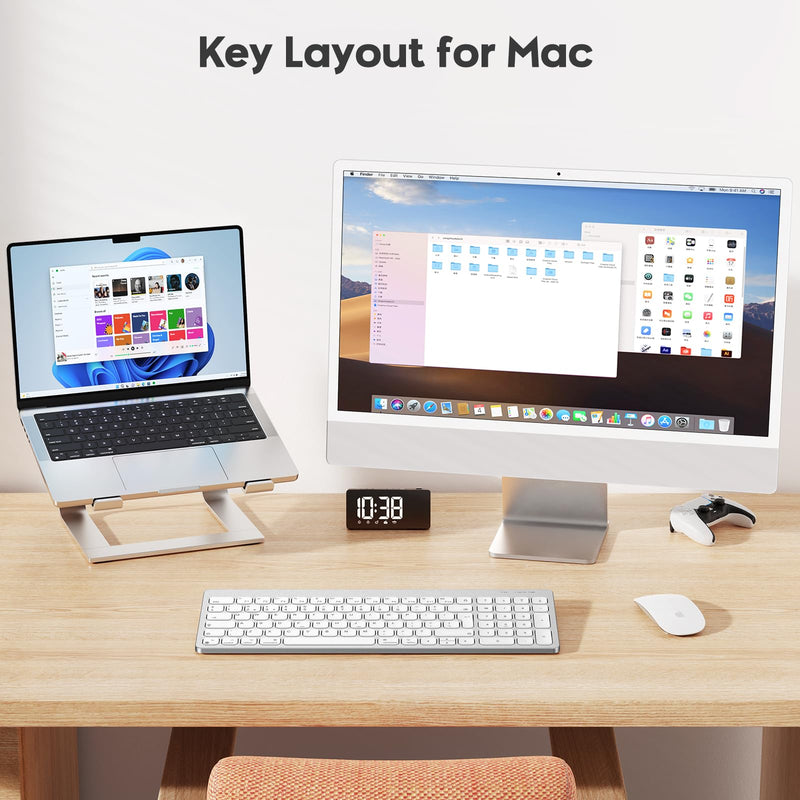 OMOTON Bluetooth Keyboard for Mac, Ultra Slim Portable Wireless Keyboard with Numeric Keypad for Apple MacBook Pro/Air, iMac, iMac Pro, Mac Mini, Mac Pro, QWERTY UK Layout, Silver