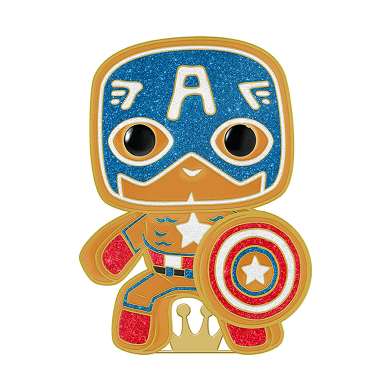 Loungefly POP! Large Enamel Pin MARVEL: GINGERBREAD - Captain America - CAPTAIN AMERICA Large Enamel Pin - Marvel Comics Enamel Pins - Cute Collectable Novelty Brooch - for Backpacks