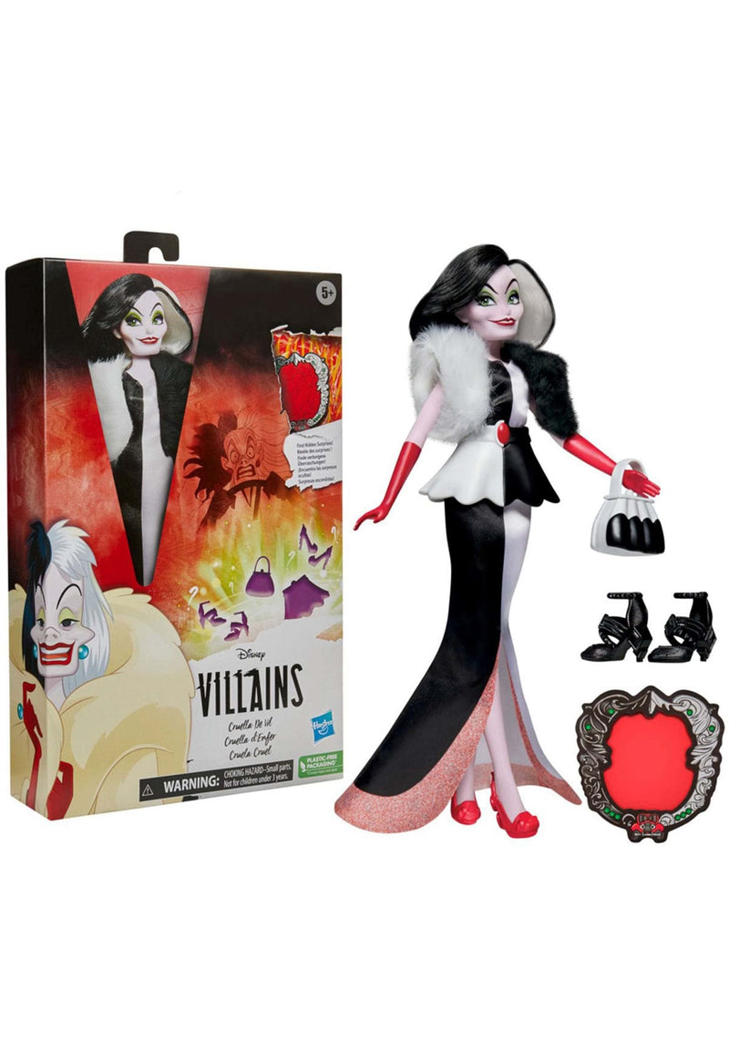 Disney Princess Disney Villains Cruella De Vil Fashion Doll, Accessories and Removable Clothes, Toy for Kids 5 Years Old and Up - Amazon Exclusive