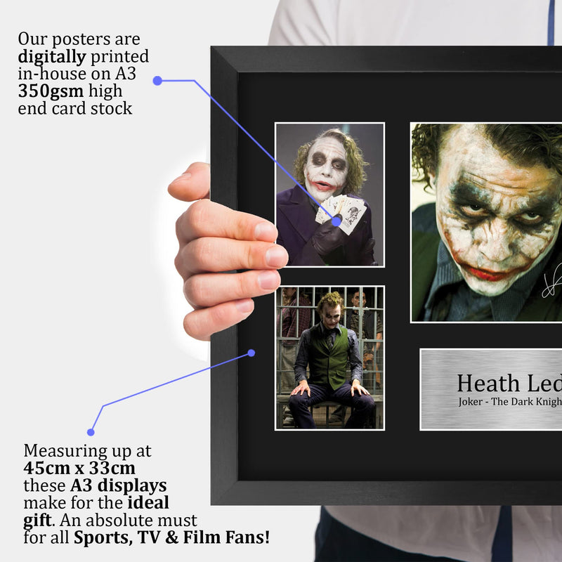 HWC Trading FR A3 Heath Ledger Joker Presents Printed Signed Autograph Picture for Movie Memorabilia Fans - A3 Framed