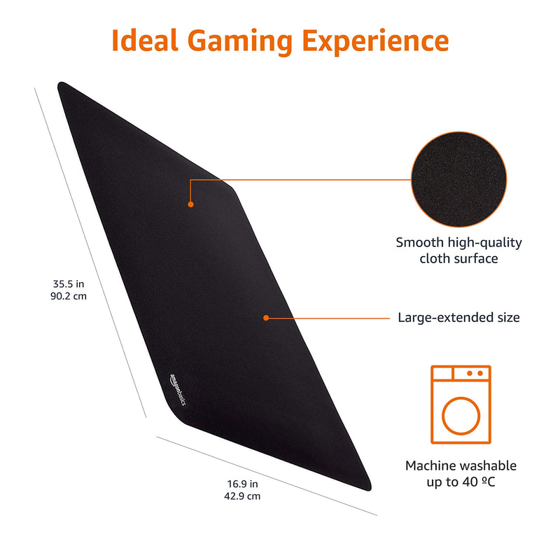 Amazon Basics Rectangular Large Extended Gaming Computer Mouse Pad - Black