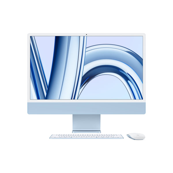 Apple 2023 iMac all-in-one desktop computer with M3 chip: 8-core CPU, 8-core GPU, 24-inch 4.5K Retina display, 8GB unified memory, 256GB SSD storage, matching accessories. Works with iPhone/iPad; Blue