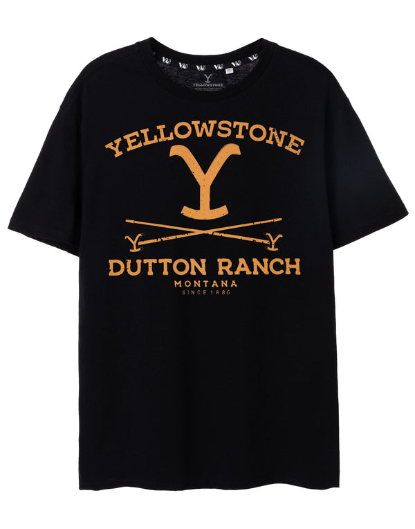 Yellowstone Men's Short-Sleeve T-Shirt | Dutton Ranch Official Merchandise of The US TV Show | Stylish and Comfortable Black Tee for Men - XXX-Large