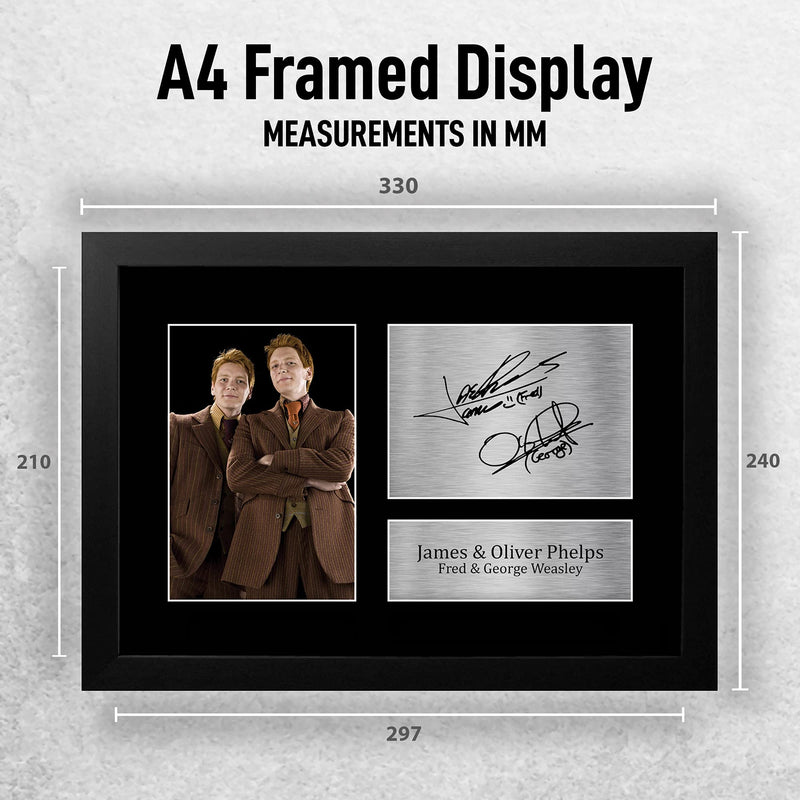 HWC Trading FR A4 James & Oliver Phelps Harry Potter Fred & George Weasley Gifts Printed Signed Autograph Picture for Movie Memorabilia Fans - A4 Framed