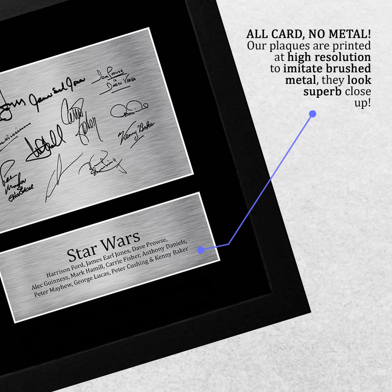 HWC Trading FR A4 Star Wars New Hope Cast Mark Hamill, Carrie Fisher, Harrison Ford Gifts Printed Signed Autograph Picture for Movie Memorabilia Fans - A4 Framed