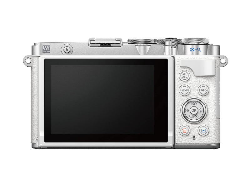 Olympus PEN E-P7 Camera Kit, 20 MP Sensor, 5-axis image stabilisation, tilt HD LCD, 4K, Wi-Fi,color and monochrome profile control, white incl. M.Zuiko Digital ED 14-42mm EZ silver