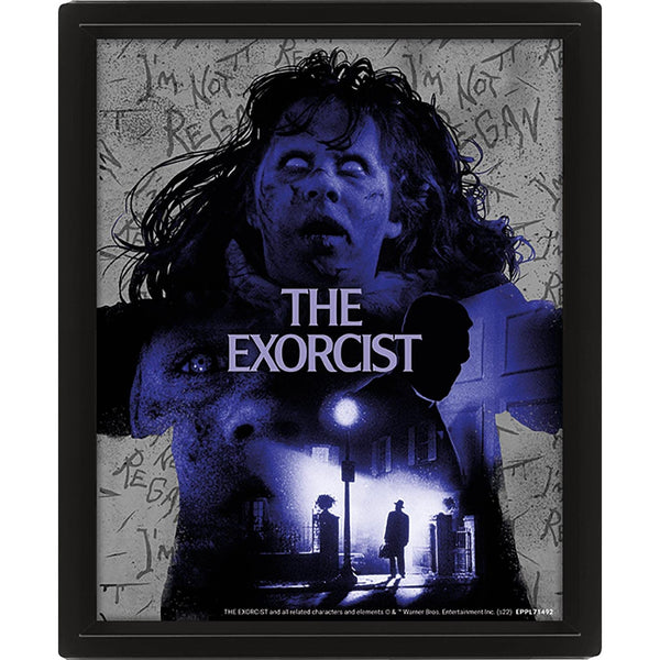 Pyramid International The Exorcist 3D Lenticular Framed Wall Art (Exorcism Design) 3D Art Print (20 x 25.5cm) in Black Picture Frame. Horror Movie 3D Poster / 3D Wall Decor - Official Merchandise