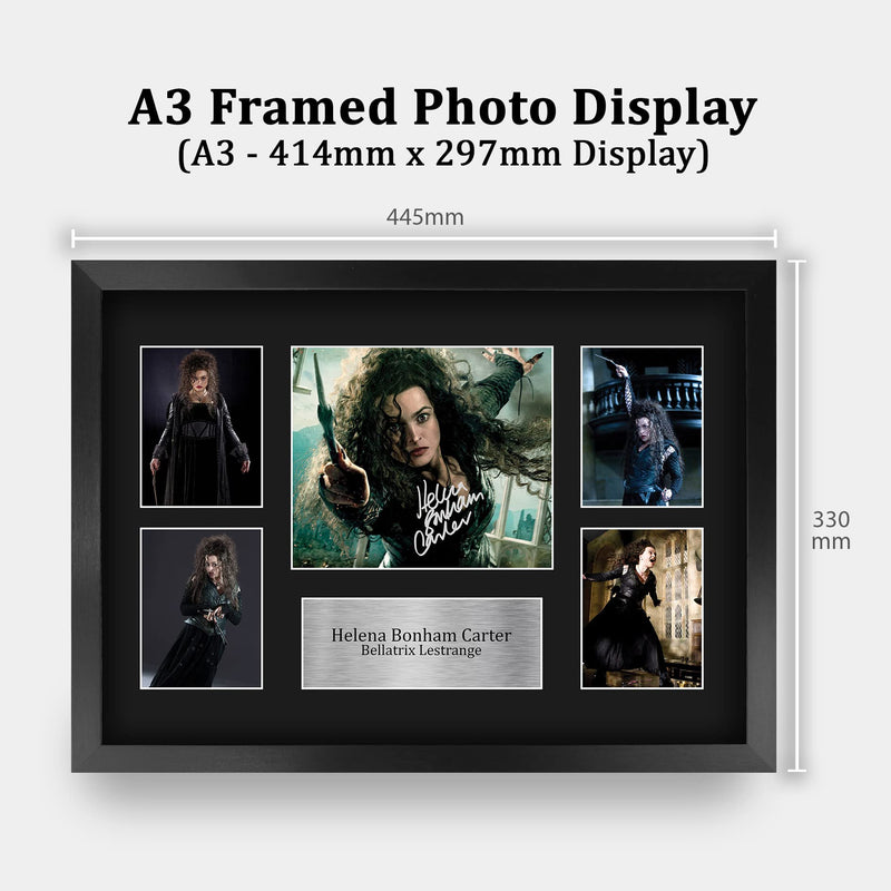 HWC Trading FR A3 Helena Bonham Carter Harry Potter Bellatrix Gifts Printed Signed Autograph Picture Display for Movie Memorabilia Fans - A3 Framed