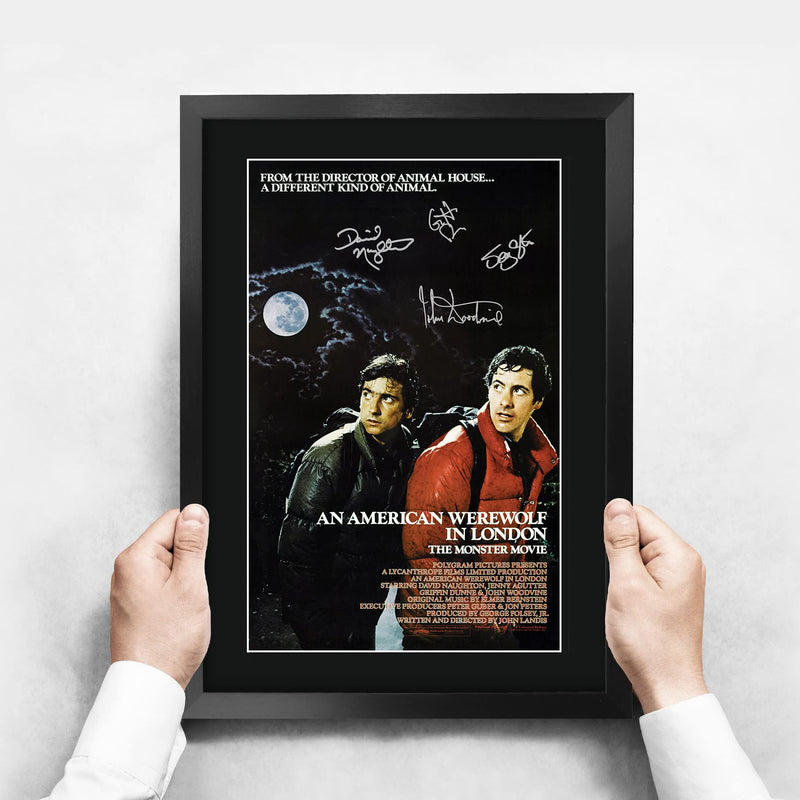 HWC Trading FR A3 An American Werewolf in London Movie Poster Daviv Naughton Gifts Printed Poster Signed Autograph Picture for Movie Memorabilia Fans - A3 Framed