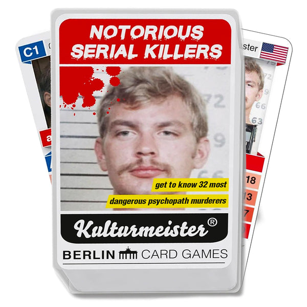 Kulturmeister - Notorious Serial Killers Trump Card Game: Unique Playing Cards Themed for Crime Solving, Mystery Investigation - Dive into Detective Games with a Serial Killer Theme