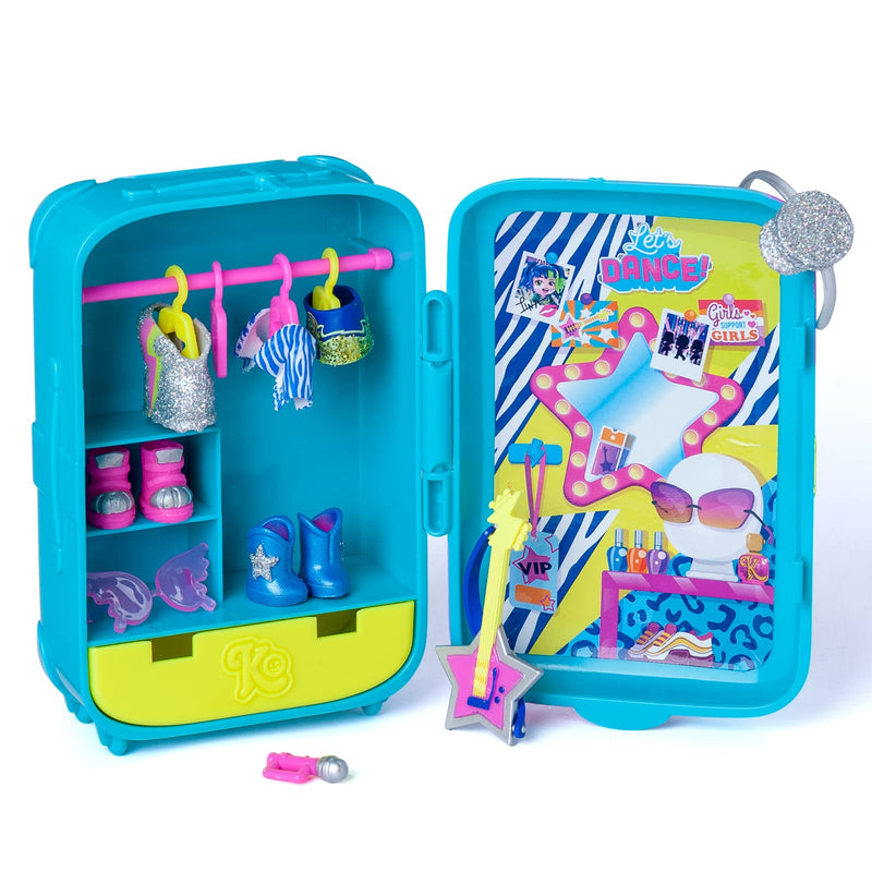 KOOKYLOOS Suzie’s Suitcase – Doll’s suitcase with over 14 fashion accessories and exclusive doll with 3 fun expressions. Includes clothes, accessories and shoes, hangers and an exclusive pet