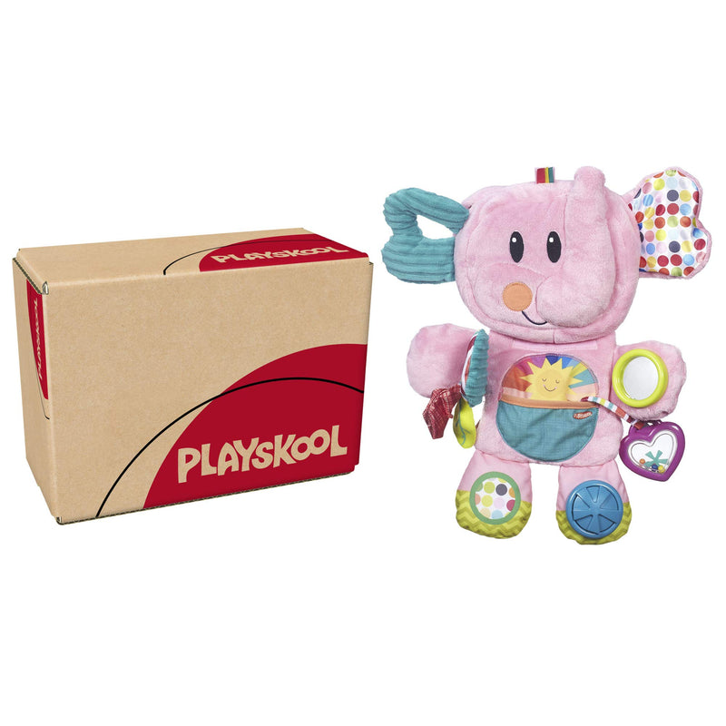 Playskool Fold 'n Go Elephant Stuffed Animal Tummy Time Toy for Babies 3 Months and Up, Pink Amazon Exclusive