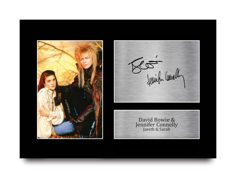 HWC Trading A4 David Bowie & Jennifer Connelly Labyrinth Gifts Printed Signed Autograph Picture for Movie Memorabilia Fans