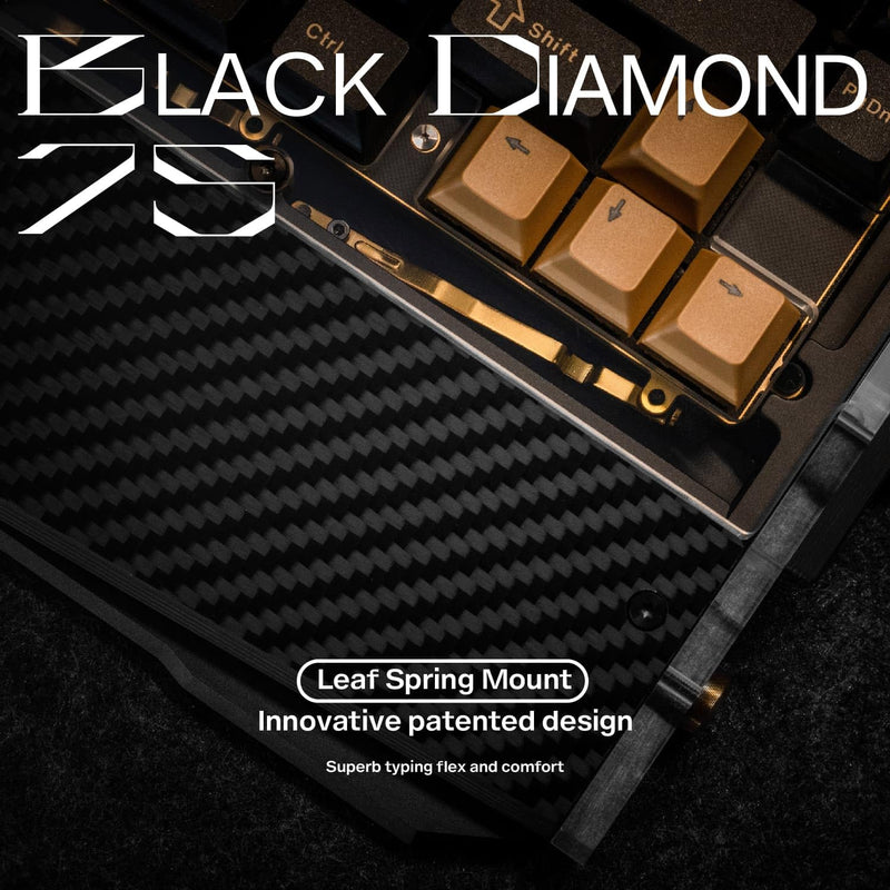 DRY STUDIO Black Diamond 75 RGB Wireless Mechanical Gaming Keyboard, 2.4G 2ms Latency, Tri-Mode Connection, Leaf Spring Mount, Custom Internals, Hotswapable Switch