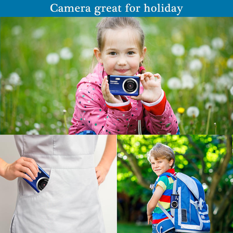 Digital Camera for Photography with FHD 1080P 18X Digital Zoom, 30MP Kids Camera Rechargeable Point and Shoot Cameras,Built-in Microphone,Small Camera for Kids/Adult/Elderly/Beginners(Blue)