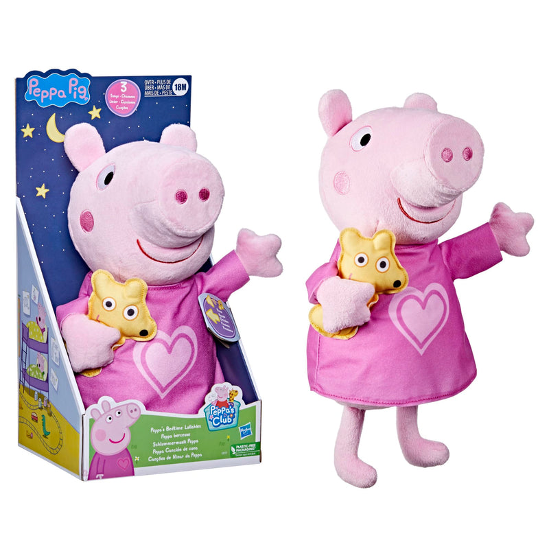 Peppa Pig Peppa’s Bedtime Lullabies Singing Plush Doll with Teddy Bear Accessory, 3 Songs, 3 Phrases, Ages 3 and Up