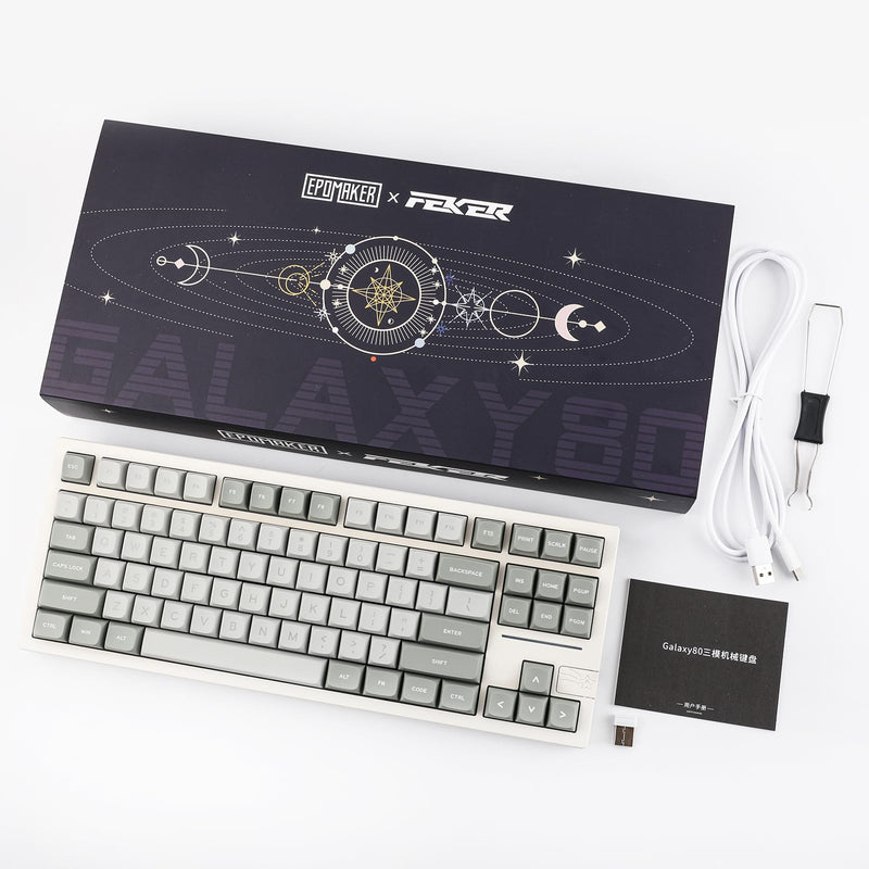 EPOMAKER x Feker Galaxy80 Gaming Keyboard, Aluminum Alloy Wireless Mechanical Keyboard, BT5.0/2.4G/USB-C Gasket-mounted Keyboard, Hot Swappable, NKRO Creamy Keyboard (White, Marble White Switch)