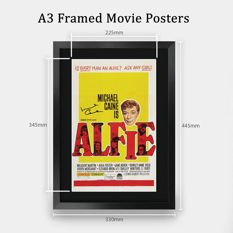 HWC Trading Alfie The Cast Michael Caine Gifts Printed Poster Signed Autograph Picture for Movie Memorabilia Fans - A3 Framed