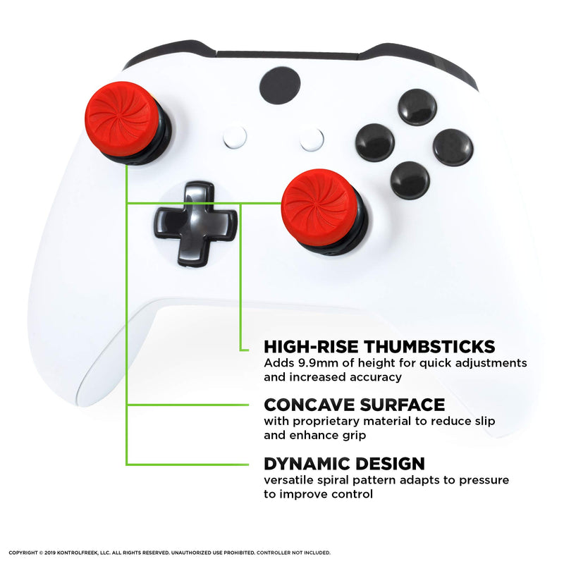 KontrolFreek FPS Freek Inferno for Xbox One and Xbox Series X Controller | Performance Thumbsticks | 2 High-Rise Concave | Red