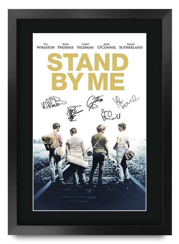 HWC Trading FR A3 Stand By Me Movie Poster River Phoenix, Kiefer Sutherland, Corey Feldman Gifts Printed Poster Signed Autograph Picture for Movie Memorabilia Fans - A3 Framed