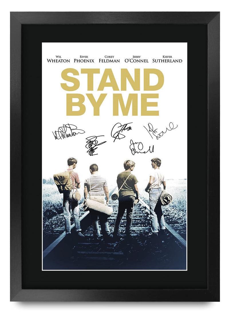 HWC Trading FR A3 Stand By Me Movie Poster River Phoenix, Kiefer Sutherland, Corey Feldman Gifts Printed Poster Signed Autograph Picture for Movie Memorabilia Fans - A3 Framed