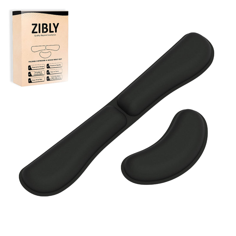 ZIBLY Wrist Rest Keyboard and Mouse Set - Non-Slip Ergonomic Wrist Cushion Support Pad - Easy Typing, Pain Relief – Premium Silky Gel Memory Foam for Work from Home Gaming Computer Laptop