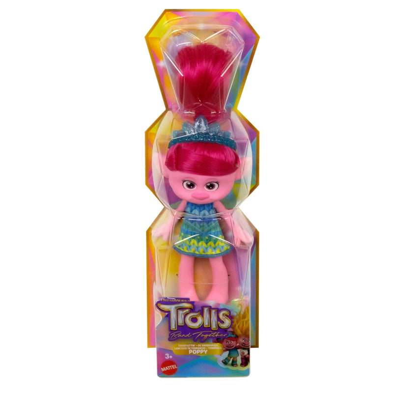 Mattel Trolls Band Together Trendsettin’ Fashion Dolls, Queen Poppy with Vibrant Hair & Accessory, Toys Inspired by the Movie, HNF13