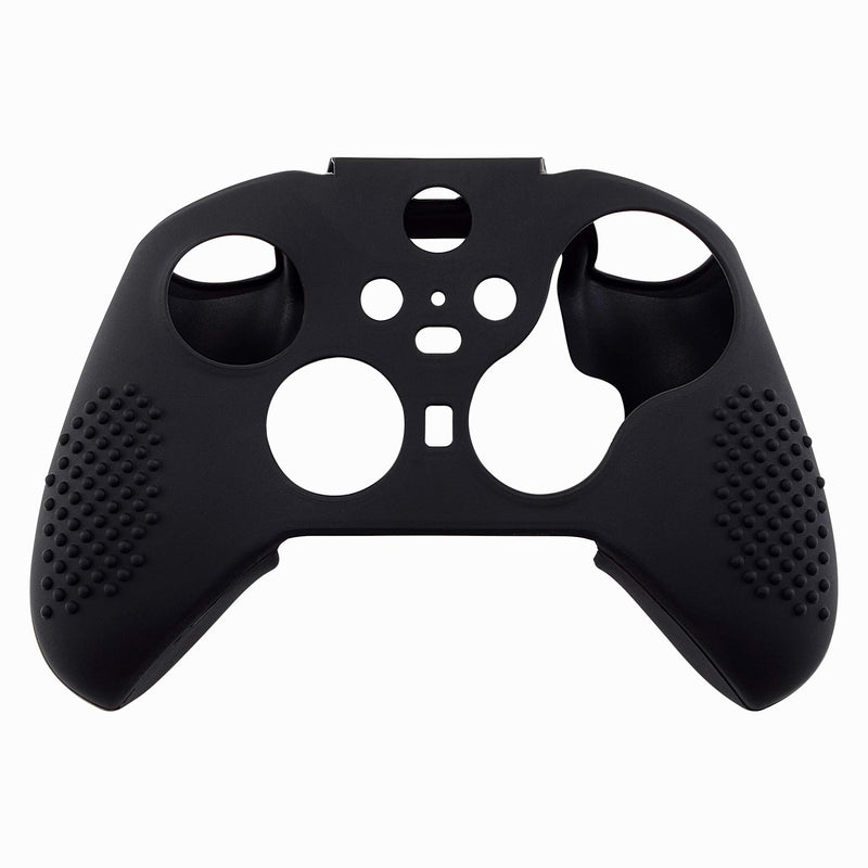 eXtremeRate Black Soft Anti-Slip Silicone Cover Skins, Controller Protective Case for New Xbox One Elite Series 2 with Thumb Grips Analog Caps